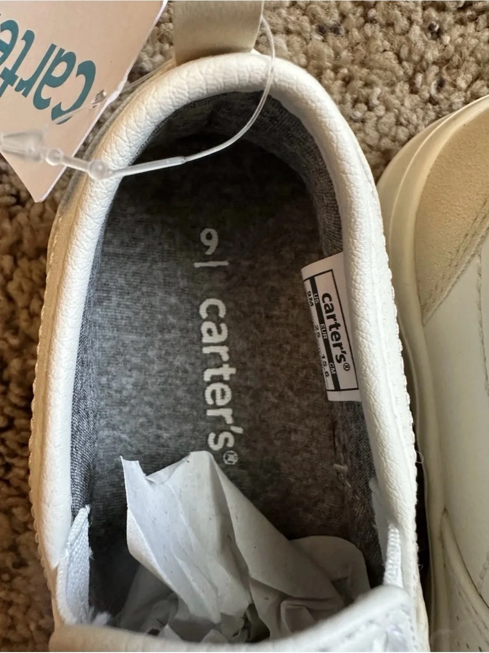 Carter's White Perforated Slip-On Kids Sneakers